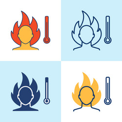 high temperature icon set in line style vector image