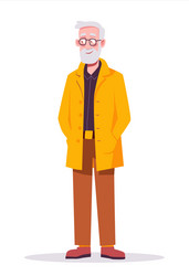 Nice old man in a jacket vector