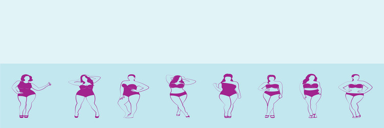 Set fat women cartoon icon design template vector