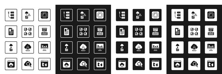 set processor with cpu hierarchy organogram chart vector image