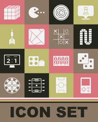 set tetris game dice board checker chips vector image