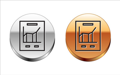 black line document with graph chart icon isolated vector image