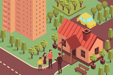 Real estate isometric composition vector