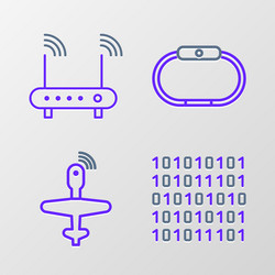 set line binary code uav drone smartwatch vector image