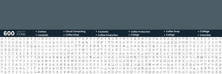 Set of 600 thin line icons in this bundle include vector