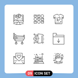 9 universal outlines set for web and mobile vector image