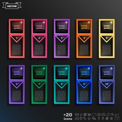 infographic design list with colorful square vector image