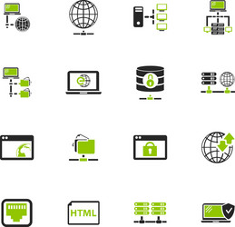 internet server network icons set vector image