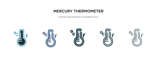 Mercury thermometer degrees icon in different vector