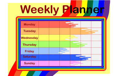 Kids weekly planner with funny cat cartoon Vector Image
