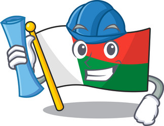 Flag madagascar cartoon with in architect vector