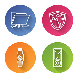 set line folder and lock cyber security vector image