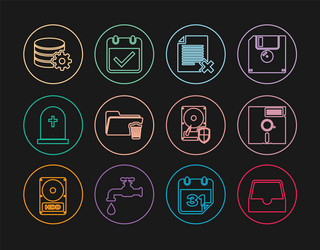 set line social media inbox floppy disk the 525 vector image