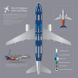 Set of airplane with seat map isolated vector