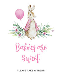 babies are sweet poater with watercolor pink Vector Image