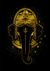 Golden Ganesha Head Vector Image