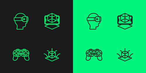 set line 3d modeling gamepad virtual reality vector image