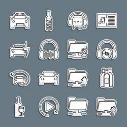 set line ftp settings folder bottles of wine vector image