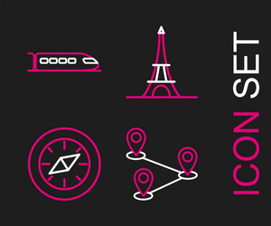 set line route location compass eiffel tower vector image