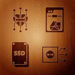 set remote control processor ssd card and 3d vector image
