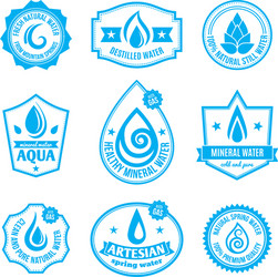 Fresh water logos and labels set with aqua Vector Image