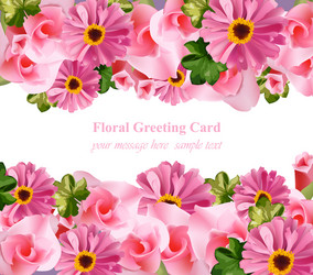 Delicate Pink Floral Card with Roses Vector Image