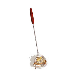 fondue fork with banana slice and madeleine vector image