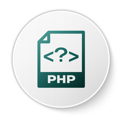 Green php file document icon download button vector