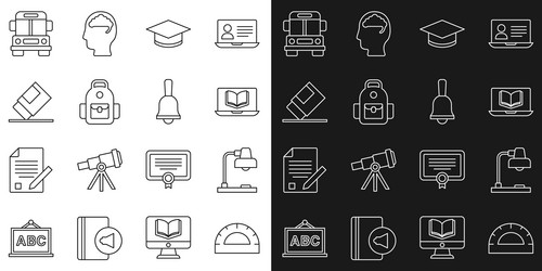 Set line protractor grid table lamp online class vector