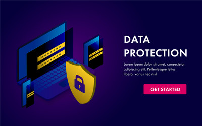 Data protection concept isometric template vector