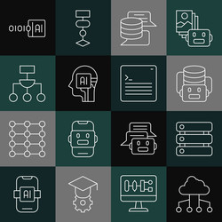 set line network cloud connection server data vector image