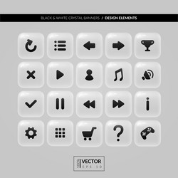 square buttons with icons for interface vector image