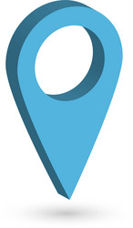 blue 3d map pointer with dropped shadow on white vector image