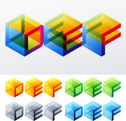 colored text in isometric view vector image