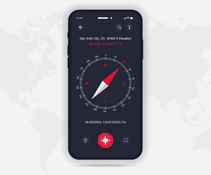 Compass app ui ux gui concept map gps vector