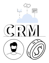 crm concept with cloud connection profile icon vector image