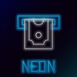 glowing neon line atm - automated teller machine vector image