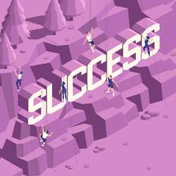 climbing wall success isometric composition vector