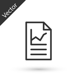 grey line document with graph chart icon isolated vector image