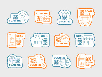 scan me shopping line label with qr code design vector image