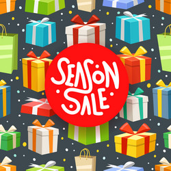 Season sale concept different color gift boxes vector