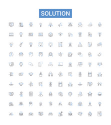 solution outline icons collection vector