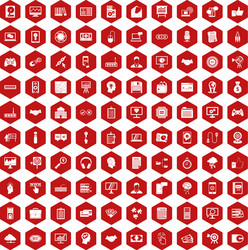 100 web development icons hexagon red vector