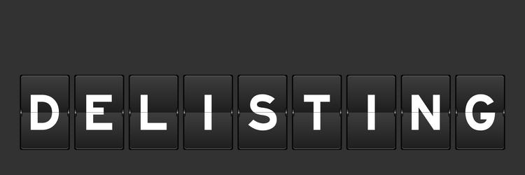 black color analog flip board with word delisting vector image