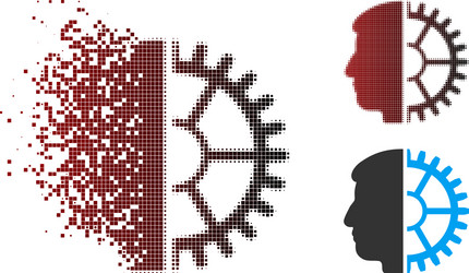 dispersed pixel halftone android head icon vector image