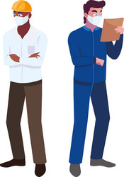 engineer and operator using mask vector image