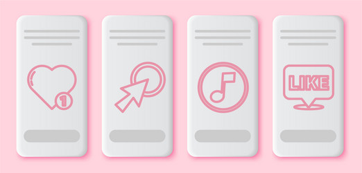set line like and heart arrow cursor music note vector image