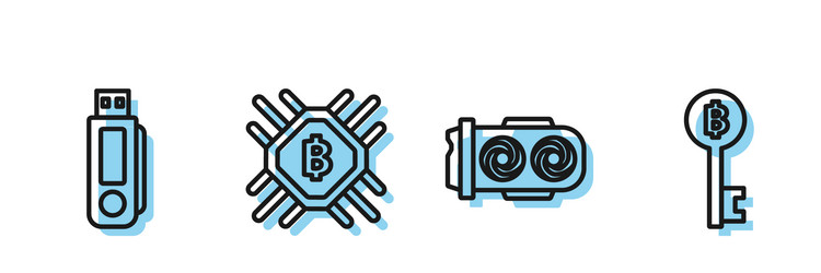 set line mining farm usb flash drive cpu vector image