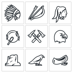 Set of apaches icons injun bow and arrow vector