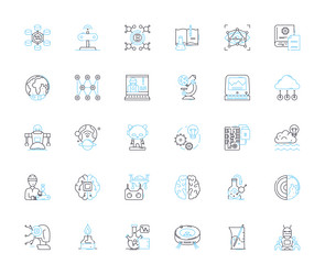 technological devices linear icons set smartph vector image